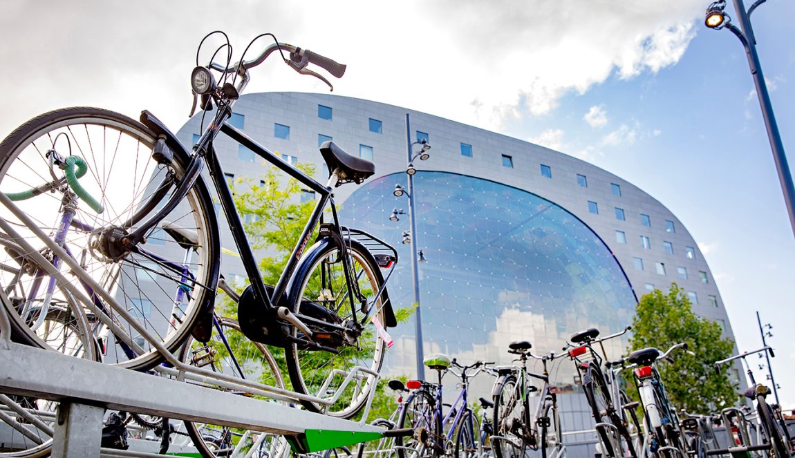 Bicycles in front of the Markthal Rotterdam